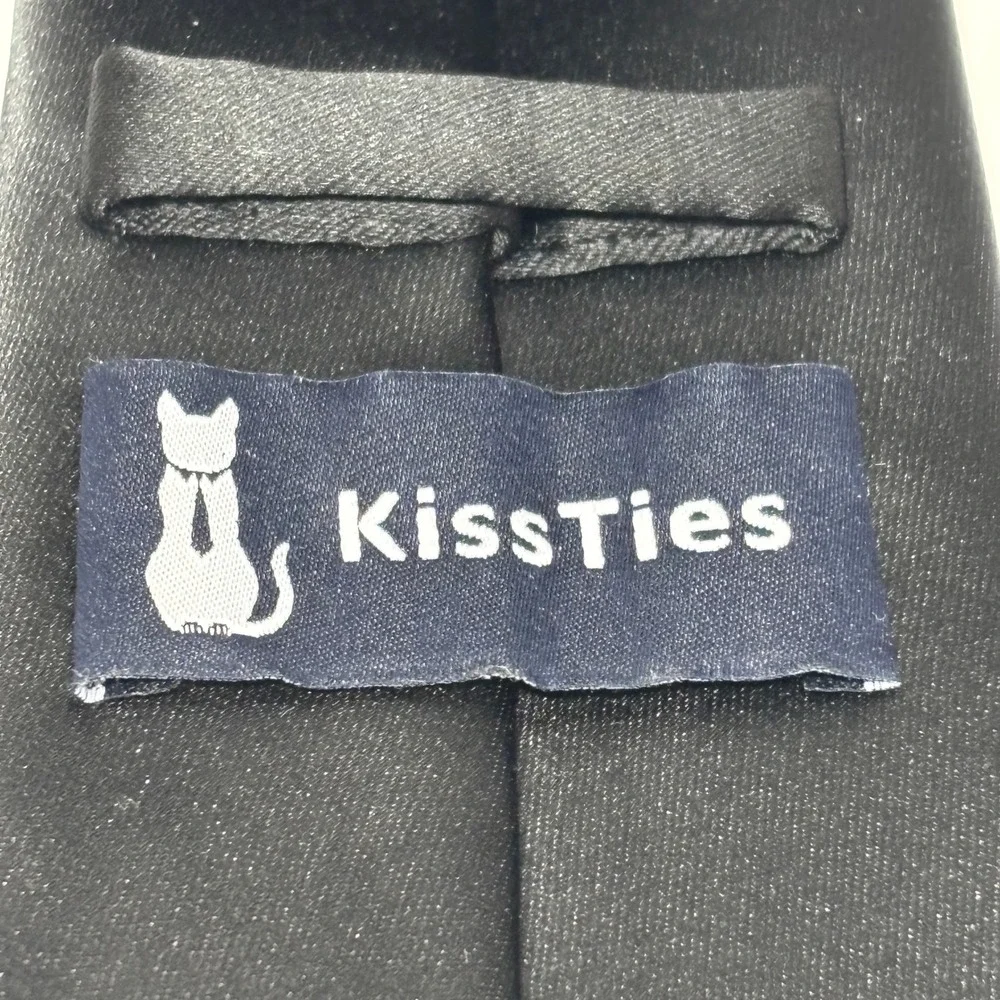 (2) KissTies Necktie Men Black Solid Microfiber Satin Formal Tie Weddings Formal